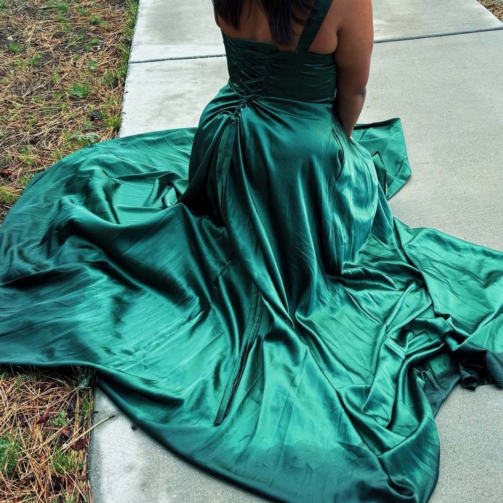 Emerald Satin Maxi Dress